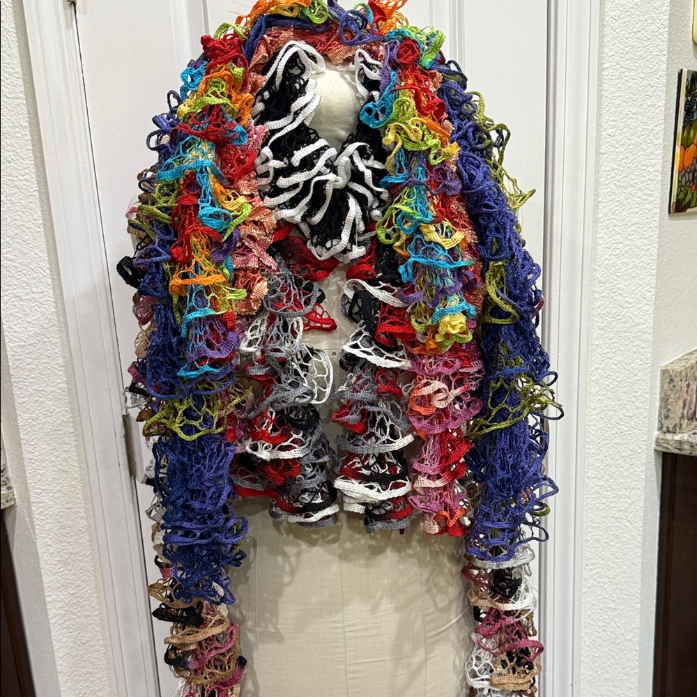 8 Assorted Colorful Crochet Scarves